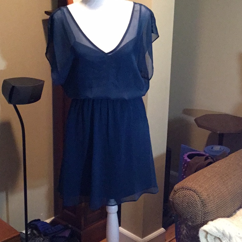 Express sheer teal dress